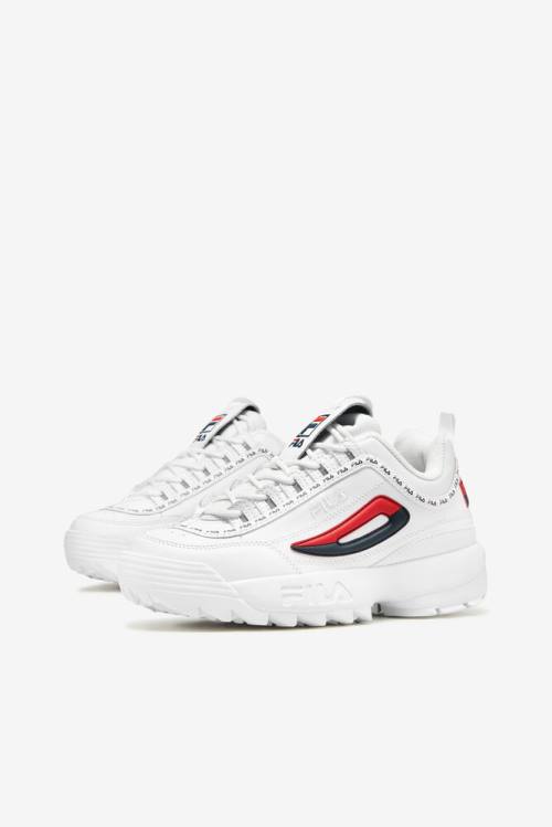 Fila Disruptor 2 Naisten Premium Repeat Tennarit Valkoinen Laivastonsininen Punainen | Fila530FH