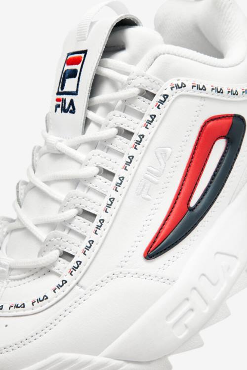 Fila Disruptor 2 Naisten Premium Repeat Tennarit Valkoinen Laivastonsininen Punainen | Fila530FH