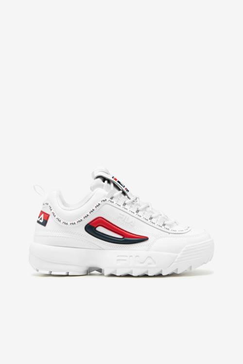 Fila Disruptor 2 Naisten Premium Repeat Tennarit Valkoinen Laivastonsininen Punainen | Fila530FH