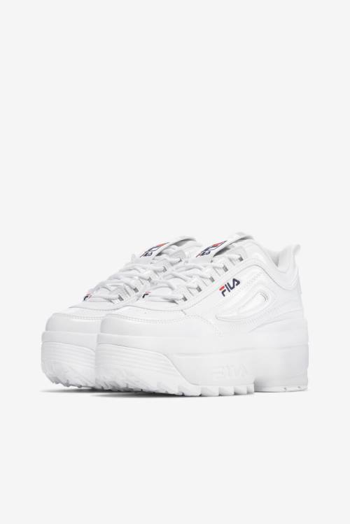 Fila Disruptor 2 Naisten Wedge Patent Tennarit Valkoinen Laivastonsininen Punainen | Fila529GK