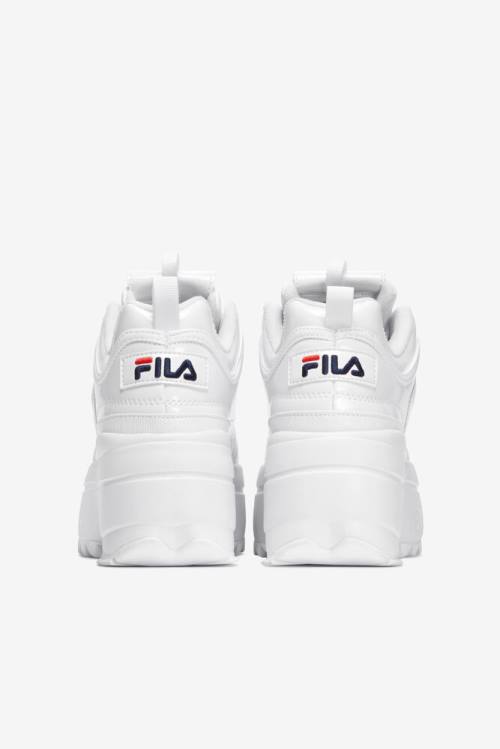Fila Disruptor 2 Naisten Wedge Patent Tennarit Valkoinen Laivastonsininen Punainen | Fila529GK