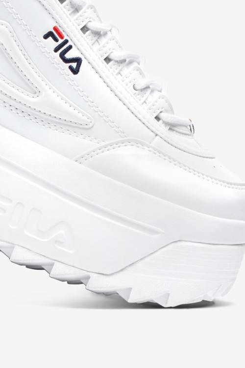 Fila Disruptor 2 Naisten Wedge Patent Tennarit Valkoinen Laivastonsininen Punainen | Fila529GK