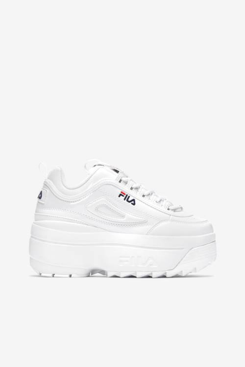 Fila Disruptor 2 Naisten Wedge Patent Tennarit Valkoinen Laivastonsininen Punainen | Fila529GK