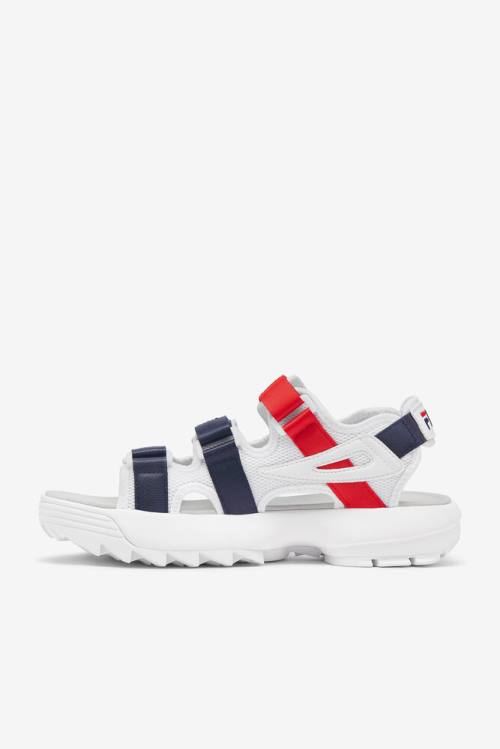 Fila Disruptor Miesten Sandaalit Valkoinen Laivastonsininen Punainen | Fila912SU