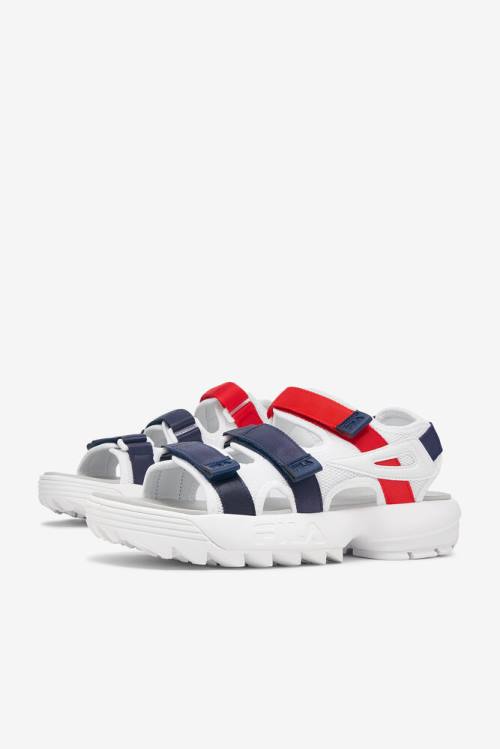 Fila Disruptor Miesten Sandaalit Valkoinen Laivastonsininen Punainen | Fila912SU