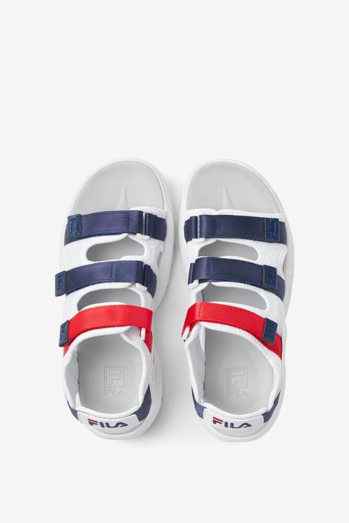 Fila Disruptor Miesten Sandaalit Valkoinen Laivastonsininen Punainen | Fila912SU