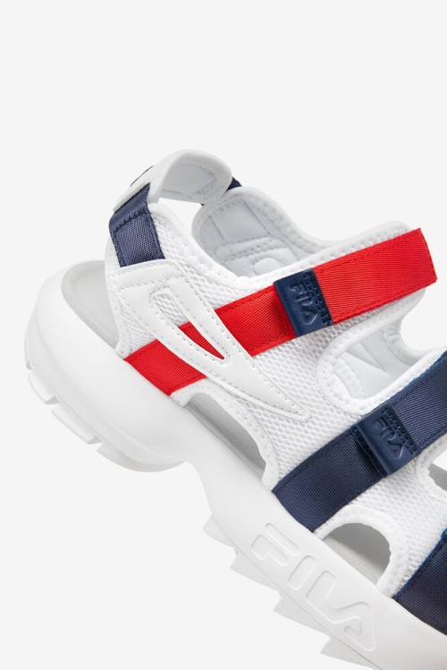 Fila Disruptor Miesten Sandaalit Valkoinen Laivastonsininen Punainen | Fila912SU