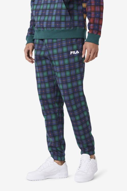 Fila Dorm Plaid Jogger Miesten Housut Laivastonsininen | Fila490ZO
