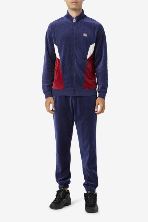 Fila Dortmund Velour Jogger Miesten Housut Laivastonsininen | Fila095IS