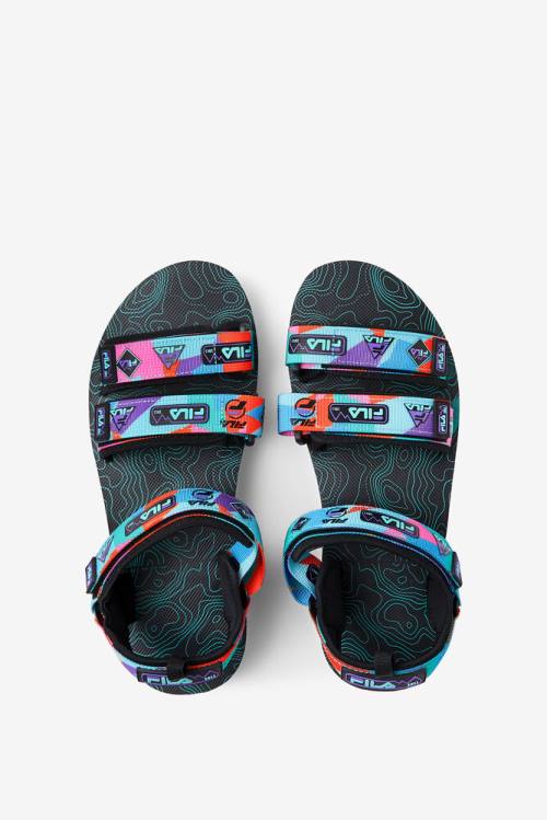 Fila Drifter Dns 90s Miesten Sandaalit Mustat Violetit Punainen Oranssi | Fila920LC
