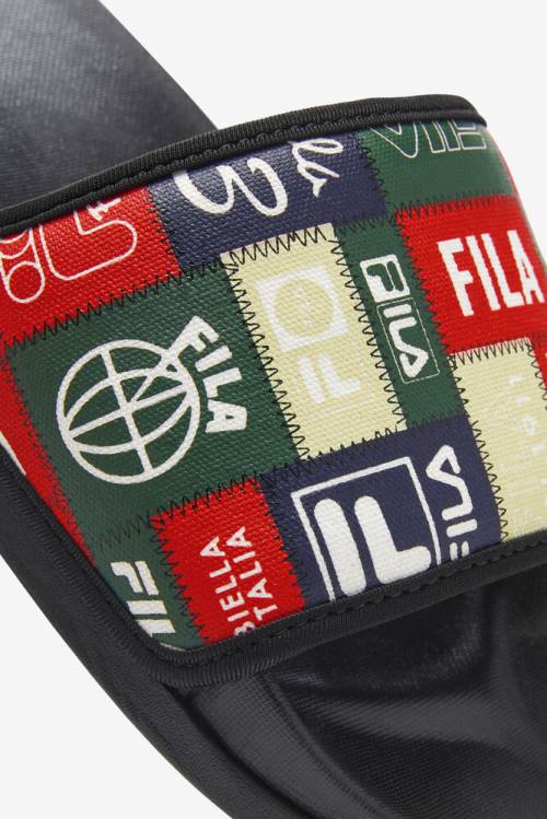Fila Drifter Lux Patchwork Miesten Rantasandaalit Mustat Punainen Monivärinen | Fila064GS