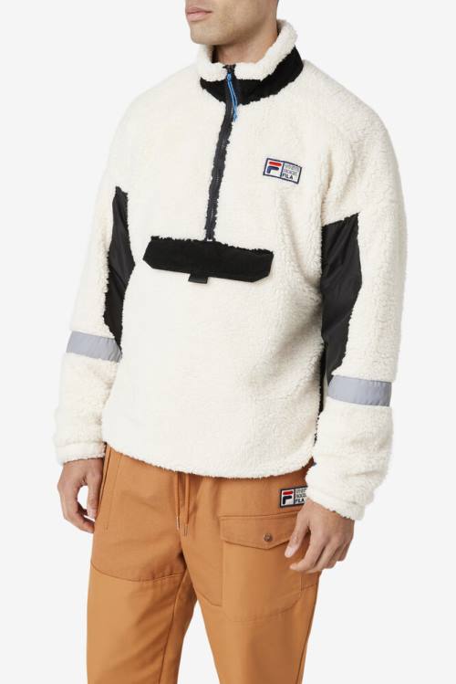 Fila Dyno Sherpa 1/2 Zip Miesten Neulepuserot Valkoinen Mustat | Fila541PO