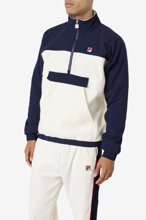 Fila Erick 1/2 Zip Pullover Miesten Puserot Valkoinen Laivastonsininen | Fila247BO
