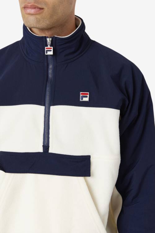 Fila Erick 1/2 Zip Pullover Miesten Puserot Valkoinen Laivastonsininen | Fila247BO