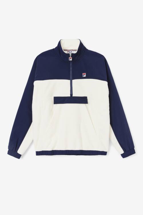 Fila Erick 1/2 Zip Pullover Miesten Puserot Valkoinen Laivastonsininen | Fila247BO