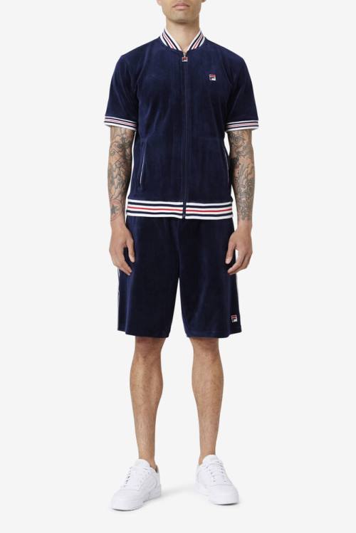 Fila Estudio Velour Miesten Shortsit Laivastonsininen Valkoinen | Fila416JY