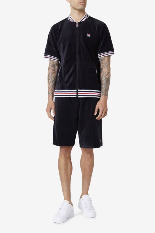 Fila Estudio Velour Miesten Shortsit Mustat Valkoinen | Fila486NV