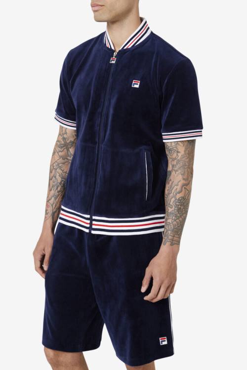 Fila Estudio Velour Miesten Takki Laivastonsininen Valkoinen | Fila132SM