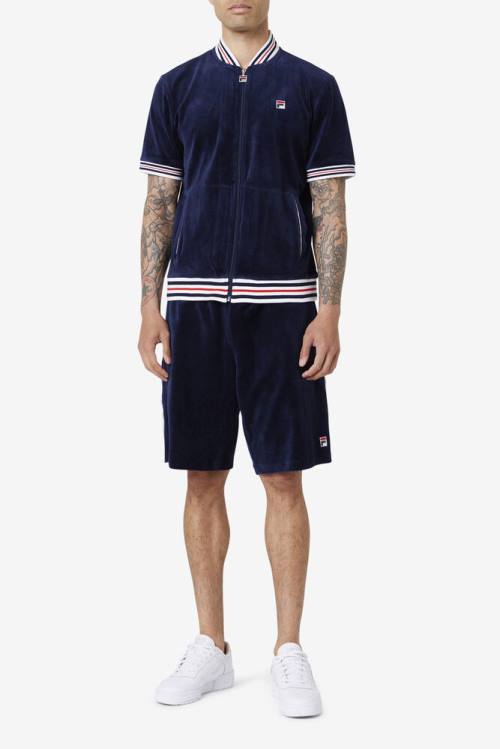 Fila Estudio Velour Miesten Takki Laivastonsininen Valkoinen | Fila132SM