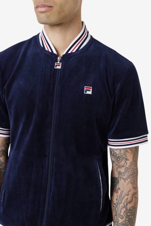 Fila Estudio Velour Miesten Takki Laivastonsininen Valkoinen | Fila132SM
