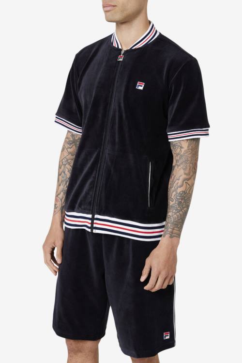 Fila Estudio Velour Miesten Takki Mustat Valkoinen | Fila043UC
