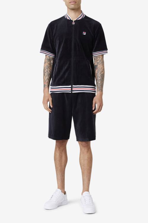 Fila Estudio Velour Miesten Takki Mustat Valkoinen | Fila043UC