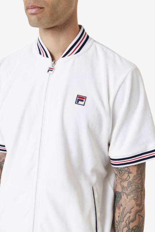 Fila Estudio Velour Miesten Takki Valkoinen Laivastonsininen | Fila769GA