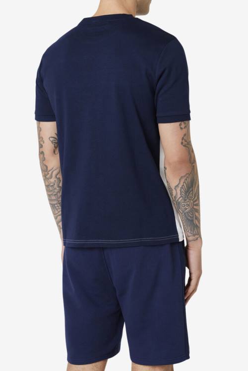 Fila Exempt Crew Miesten T Paidat Valkoinen Laivastonsininen Sininen Punainen | Fila851QS