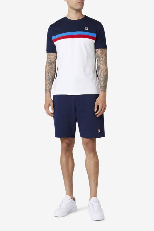 Fila Exempt Crew Miesten T Paidat Valkoinen Laivastonsininen Sininen Punainen | Fila851QS