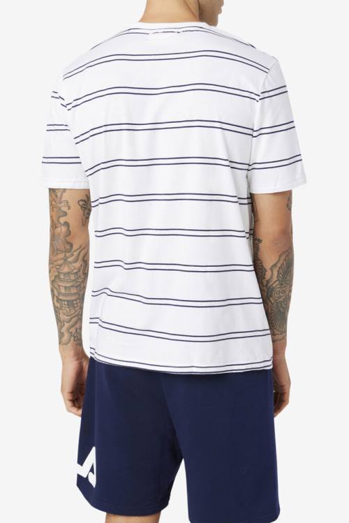 Fila Felix Tee Miesten T Paidat Valkoinen Laivastonsininen | Fila731RH