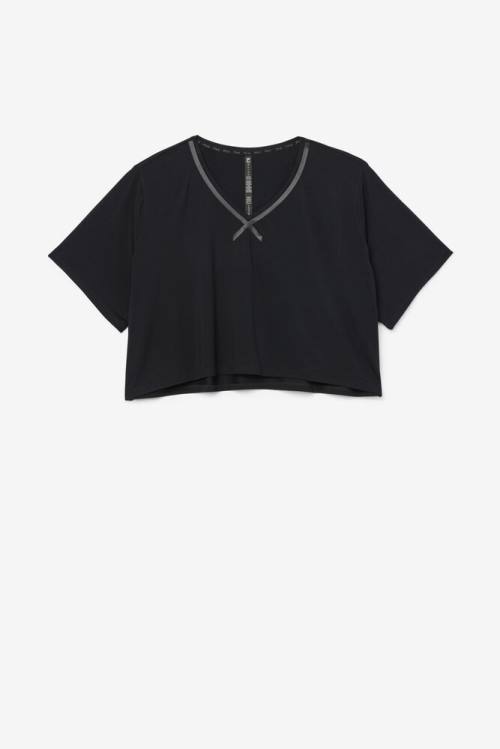 Fila Fi-lux Hi-low Crop Top Naisten T Paidat Mustat | Fila532GH