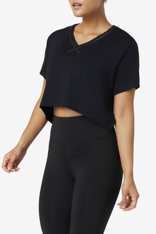 Fila Fi-lux High-low Crop Top Naisten T Paidat Mustat | Fila301JY