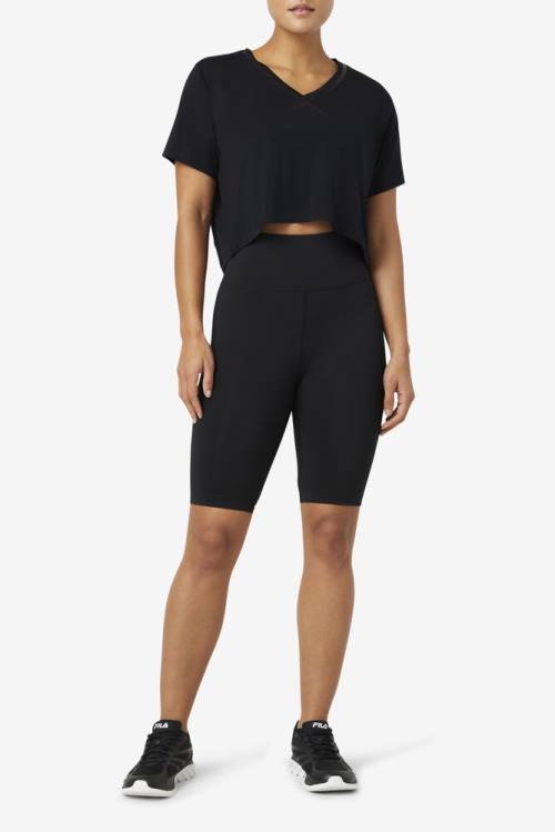 Fila Fi-lux High-low Crop Top Naisten T Paidat Mustat | Fila301JY
