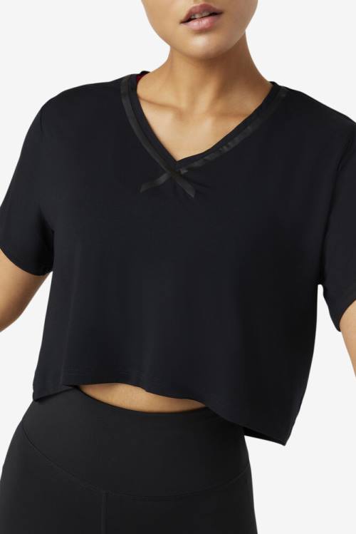 Fila Fi-lux High-low Crop Top Naisten T Paidat Mustat | Fila301JY