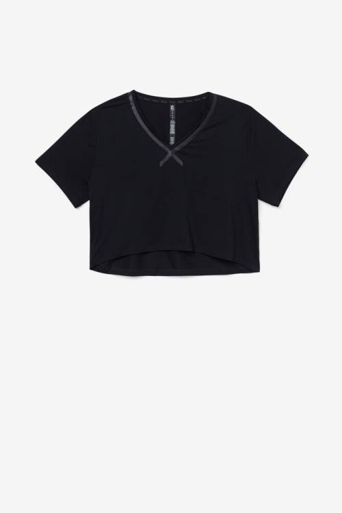 Fila Fi-lux High-low Crop Top Naisten T Paidat Mustat | Fila301JY