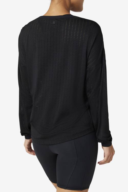 Fila Fi-lux Mesh Long Sleeve Top Naisten T Paidat Mustat | Fila670IE