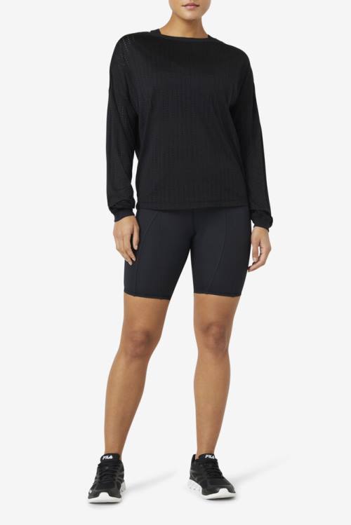 Fila Fi-lux Mesh Long Sleeve Top Naisten T Paidat Mustat | Fila670IE