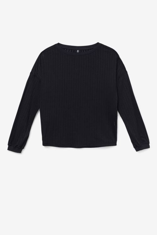 Fila Fi-lux Mesh Long Sleeve Top Naisten T Paidat Mustat | Fila670IE