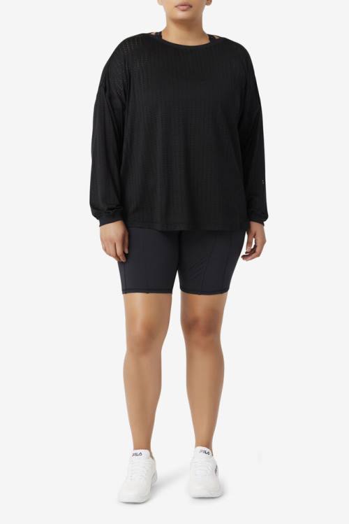 Fila Fi-lux Mesh Long Sleeve Top Naisten T Paidat Mustat | Fila836ZS