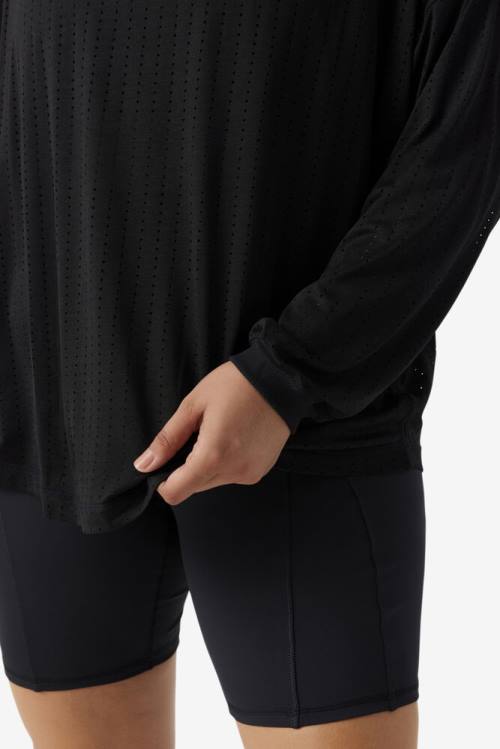 Fila Fi-lux Mesh Long Sleeve Top Naisten T Paidat Mustat | Fila836ZS