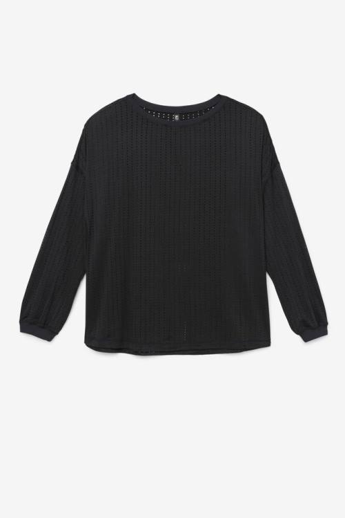 Fila Fi-lux Mesh Long Sleeve Top Naisten T Paidat Mustat | Fila836ZS