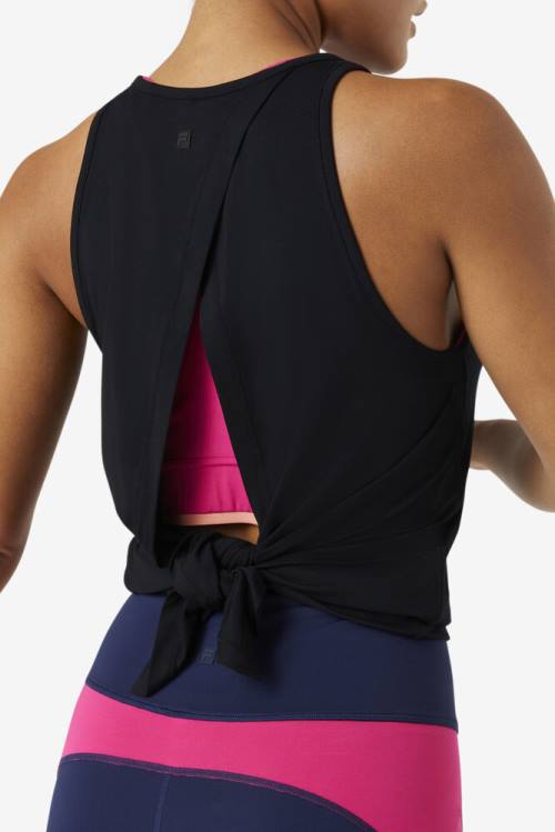 Fila Fi-lux Open Back Tank Naisten Topit Mustat | Fila823RV