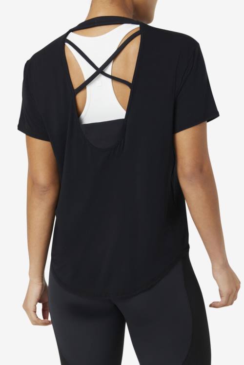 Fila Fi-lux Sleeve Top Naisten T Paidat Mustat | Fila416KM