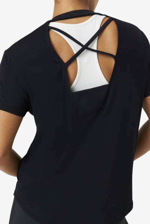 Fila Fi-lux Sleeve Top Naisten T Paidat Mustat | Fila416KM
