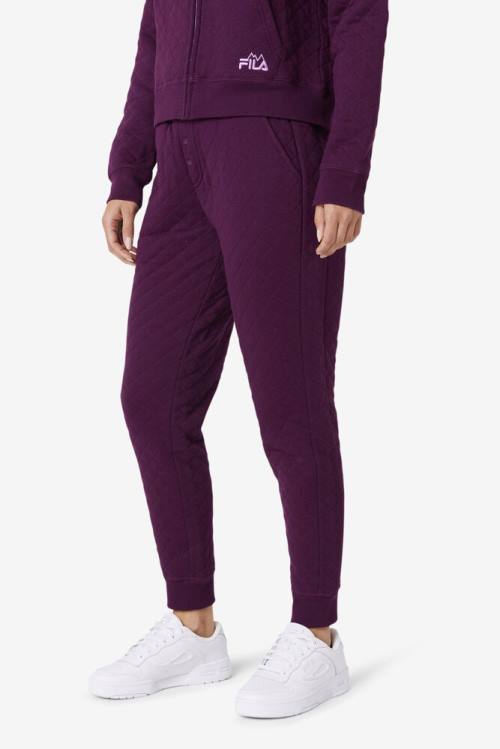 Fila Finley High Rise Quilted Jogger Naisten Housut Viininpunainen | Fila708XH