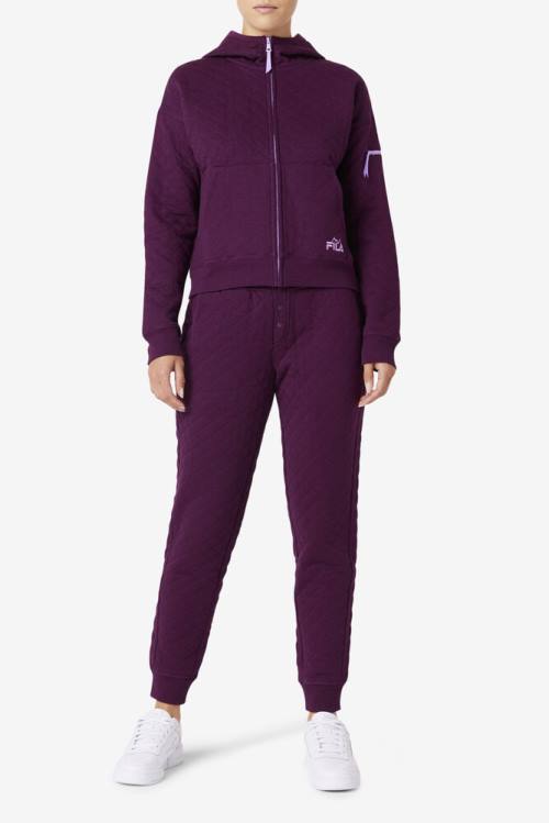 Fila Finley High Rise Quilted Jogger Naisten Housut Viininpunainen | Fila708XH