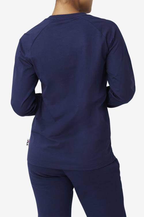 Fila Flynn Long Sleeve Tee Miesten T Paidat Laivastonsininen | Fila840IV