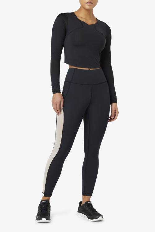 Fila Forza Contrast 7/8 Naisten Leggingsit Mustat Valkoinen | Fila320LU