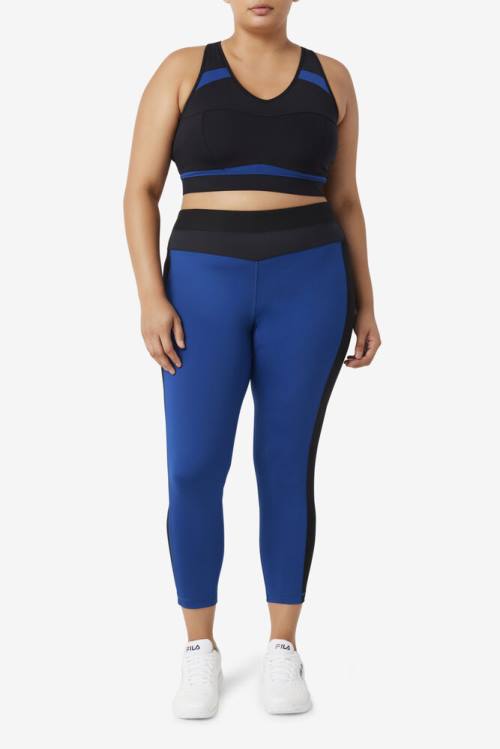 Fila Forza Texture High Vyötärö Naisten Leggingsit Laivastonsininen Mustat | Fila028WR