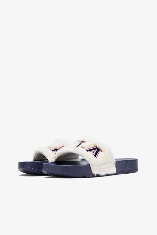Fila Furry Drifter Collegiate Naisten Rantasandaalit Laivastonsininen Punainen | Fila912BG